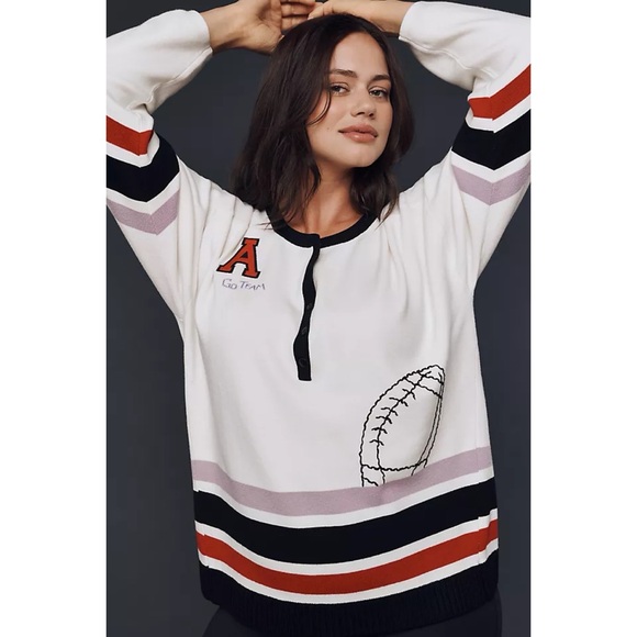 Anthropologie Sweaters - Anthropologie Daily Practice Go Team Embroidered
Henley Top Small